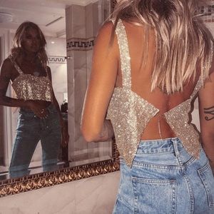 NWOT GOLD JINX SPELL DIAMANTE TOP